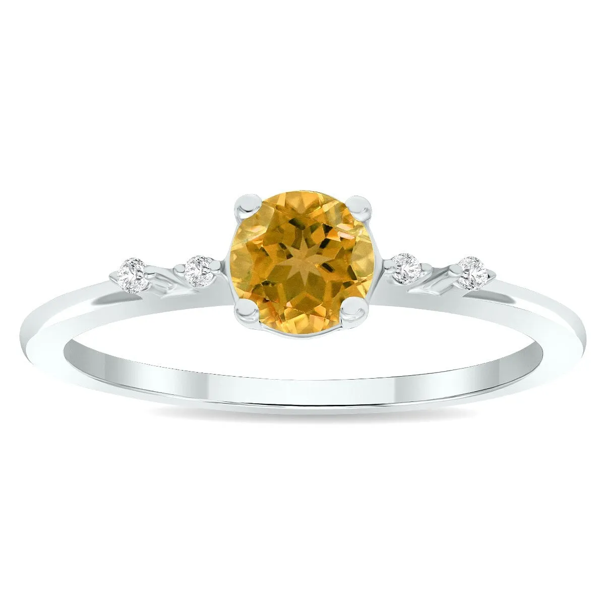 Women's Citrine and Diamond Sparkle Ring in 10K White Gold sold by Zulily