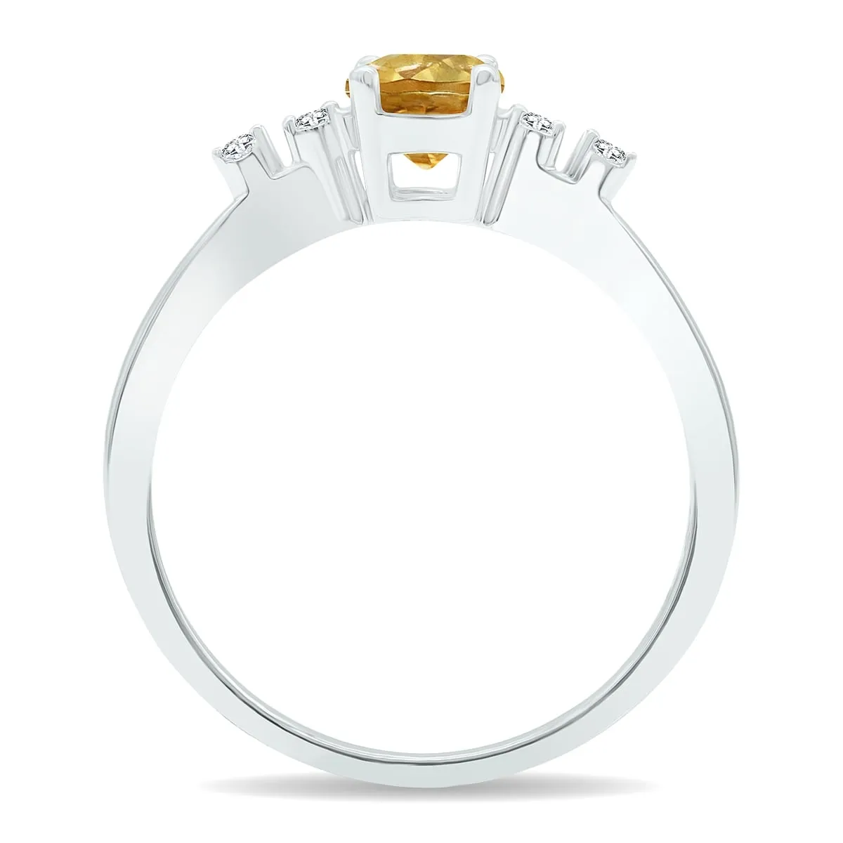 Women's Citrine and Diamond Sparkle Ring in 10K White Gold sold by Zulily product image thumbnail 3