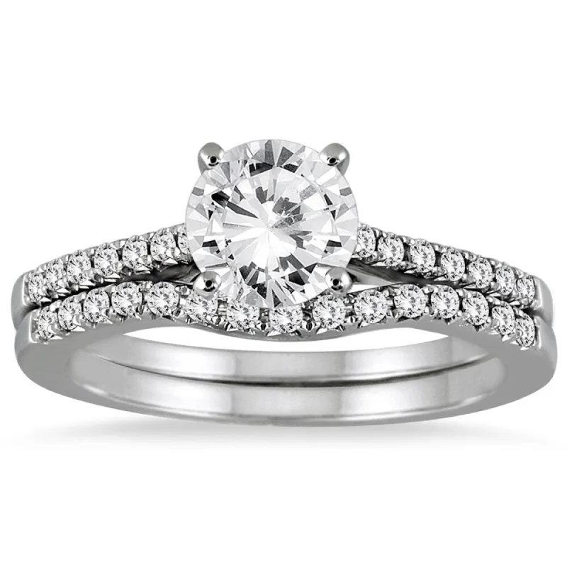 AGS Certified 1 Carat TW Diamond Bridal Set in 14K White Gold (J-K Color, I2-I3 Clarity) sold by Zulily
