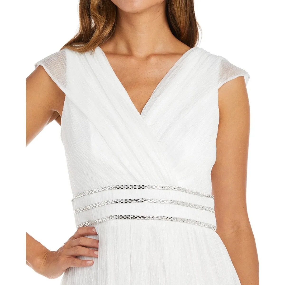 R & M Richards Women's Surplice Metallic Gown White Size 16W sold by Zulily product image thumbnail 3