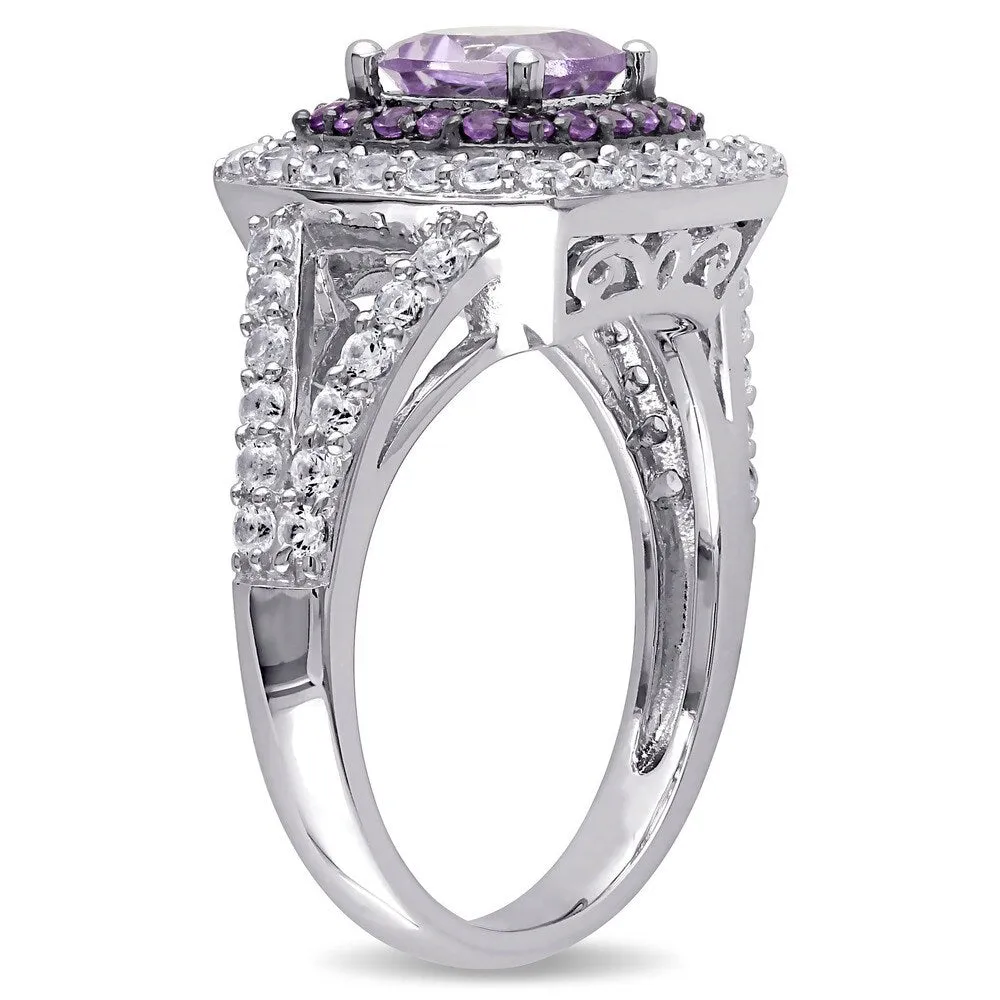 Miadora Sterling Silver Rose de France African Amethyst Created White Sapphire Cocktail Ring sold by Zulily product image thumbnail 2