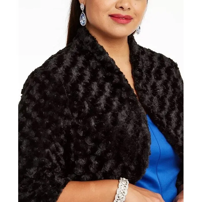 Robbie Bee Women's Plus Size Textured Faux Shrug Black Size 1X sold by Zulily product image thumbnail 3