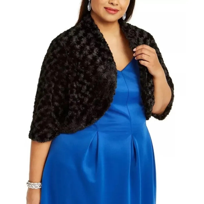 Robbie Bee Women's Plus Size Textured Faux Shrug Black Size 1X sold by Zulily