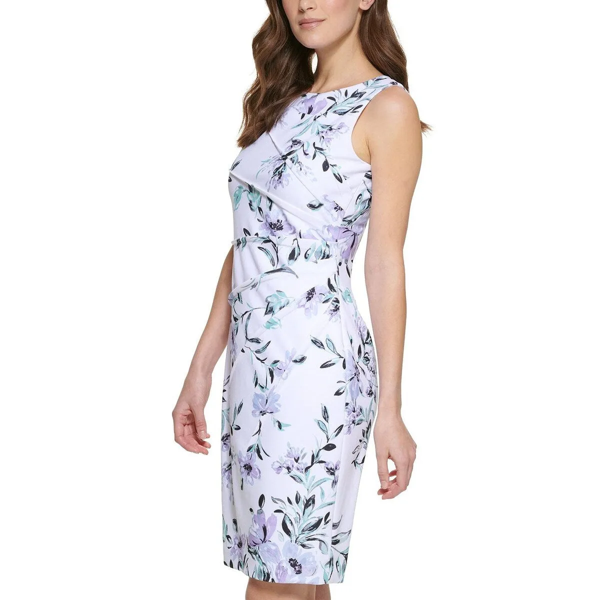 Calvin Klein Women's Floral Print Above Knee Sheath Dress White Size 4Petite sold by Zulily product image thumbnail 3