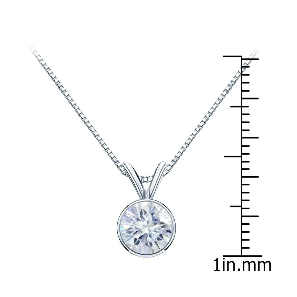 Auriya 1 1/4ctw Bezel-set Round Moissanite Necklace 18k Gold - 7 mm - 7 mm sold by Zulily product image thumbnail 5