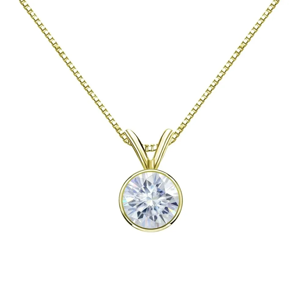 Auriya 1 1/4ctw Bezel-set Round Moissanite Necklace 18k Gold - 7 mm - 7 mm sold by Zulily product image thumbnail 2