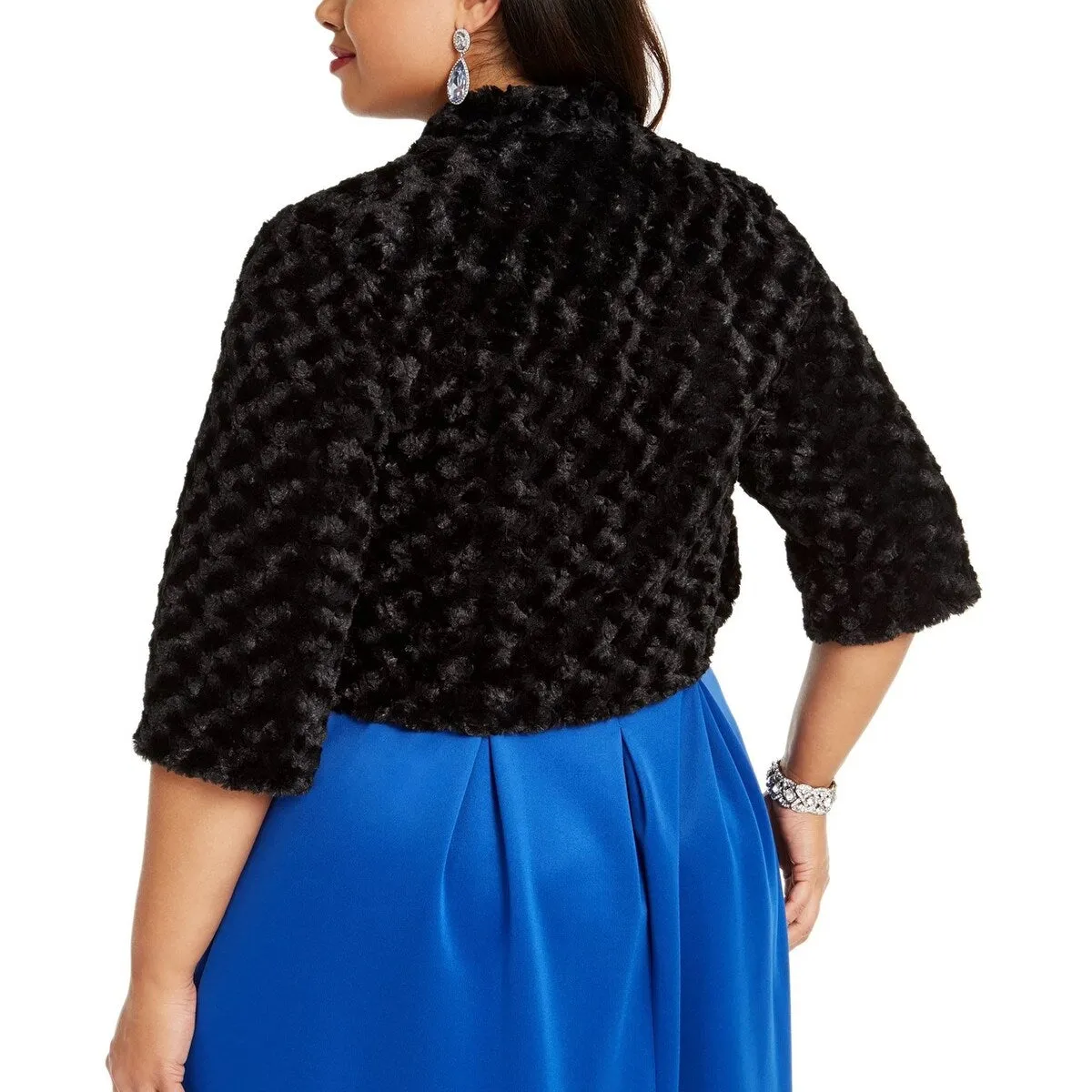 Robbie Bee Women's Plus Size Textured Faux Shrug Black Size 1X sold by Zulily product image thumbnail 2