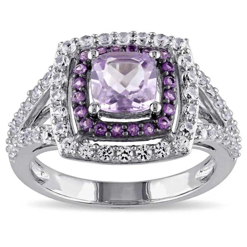 Miadora Sterling Silver Rose de France African Amethyst Created White Sapphire Cocktail Ring sold by Zulily