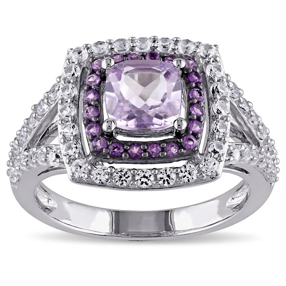 Miadora Sterling Silver Rose de France African Amethyst Created White Sapphire Cocktail Ring sold by Zulily
