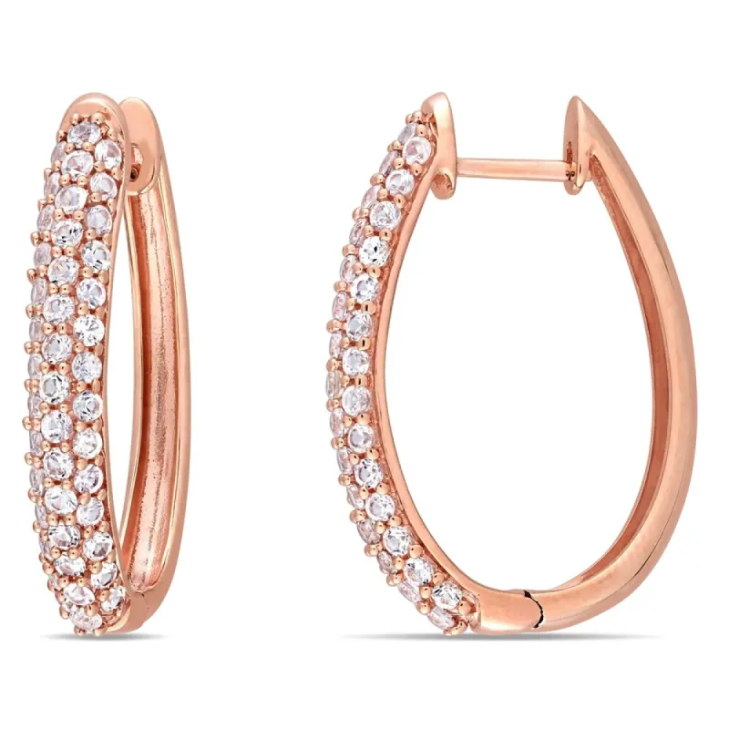 Miadora 10k Rose Gold White Sapphire Studded Hinged Hoop Earrings sold by Zulily