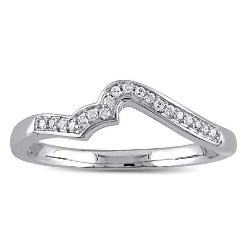 Miadora Diamond Accent Contour Wedding Band in Sterling Silver - White sold by Zulily