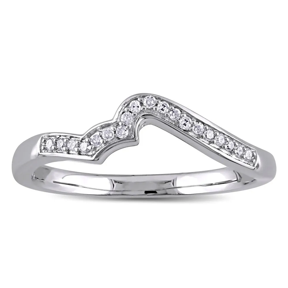 Miadora Diamond Accent Contour Wedding Band in Sterling Silver - White sold by Zulily