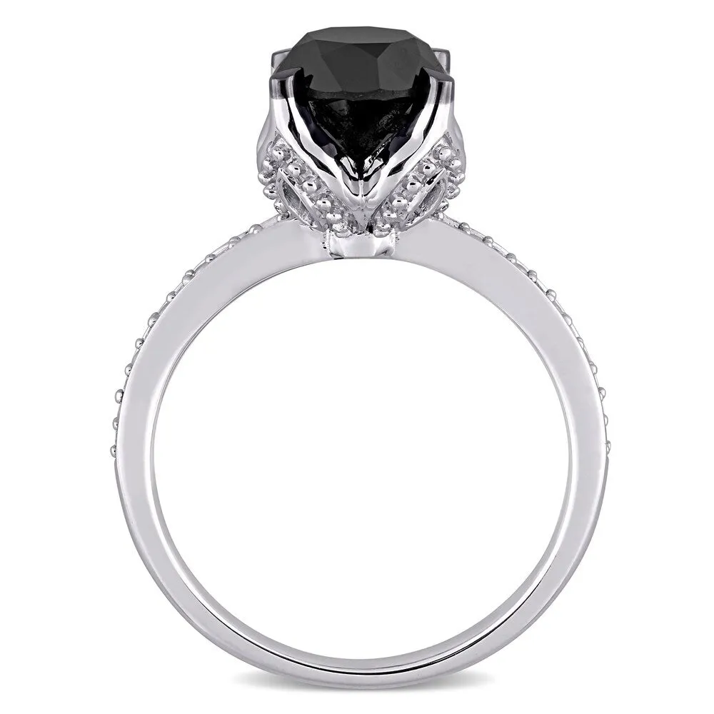 Miadora 14k White Gold 2ct TDW Black & White Diamond Solitaire Engagement Ring sold by Zulily product image thumbnail 4