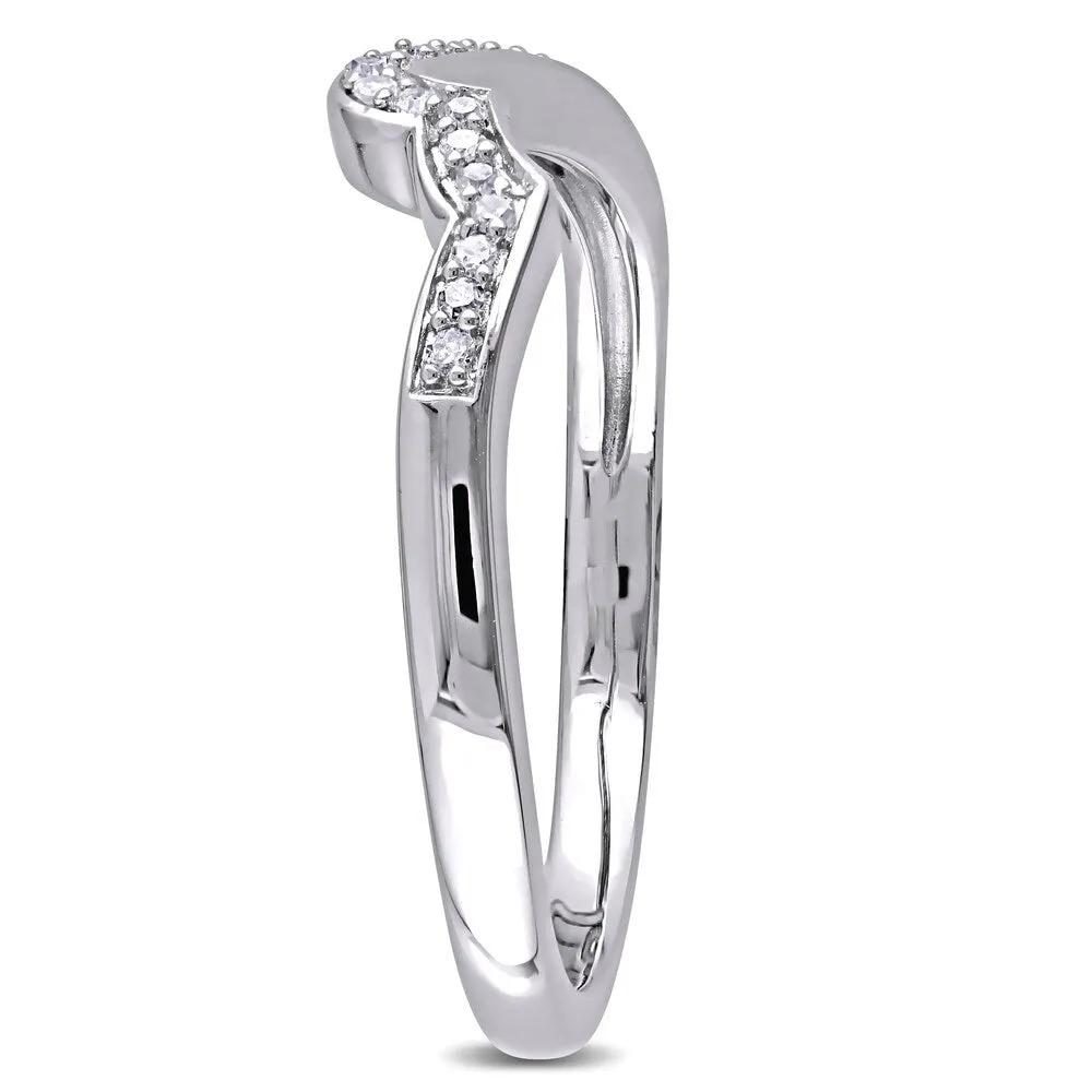 Miadora Diamond Accent Contour Wedding Band in Sterling Silver - White sold by Zulily product image thumbnail 2