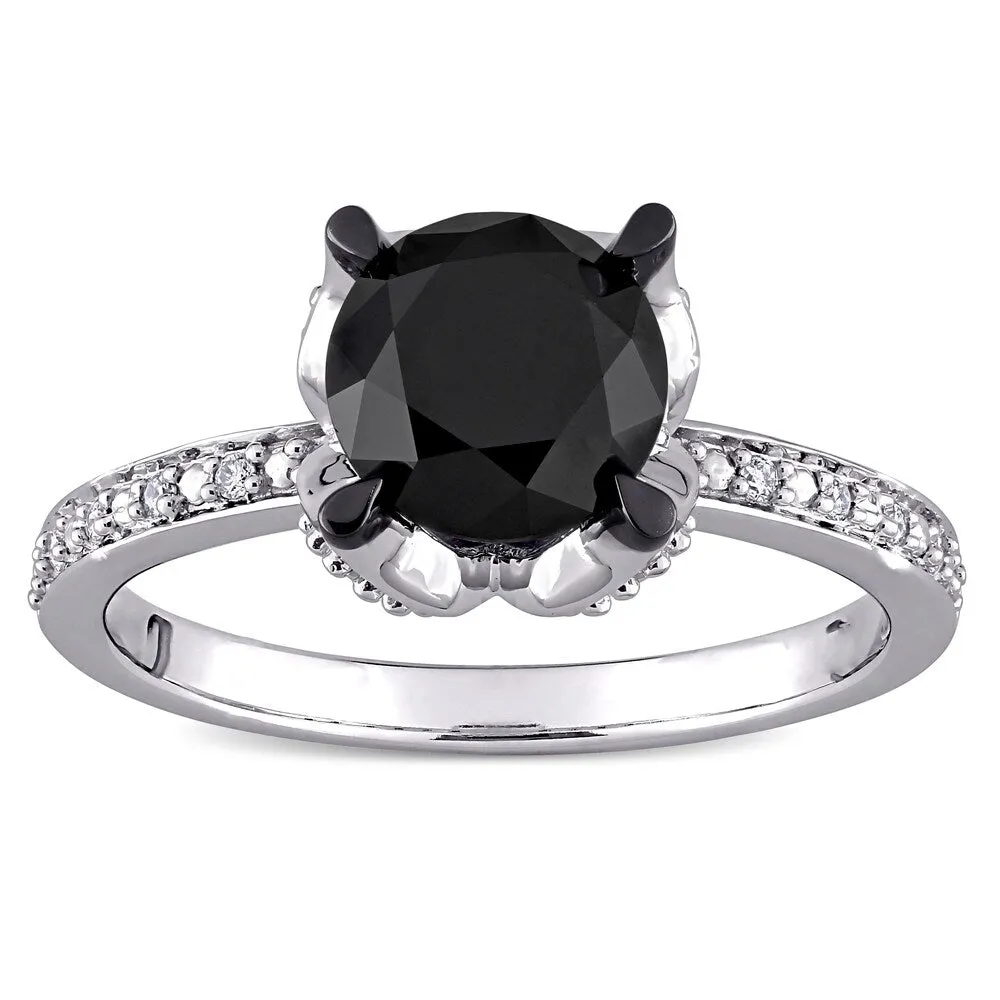 Miadora 14k White Gold 2ct TDW Black & White Diamond Solitaire Engagement Ring sold by Zulily product image thumbnail 2