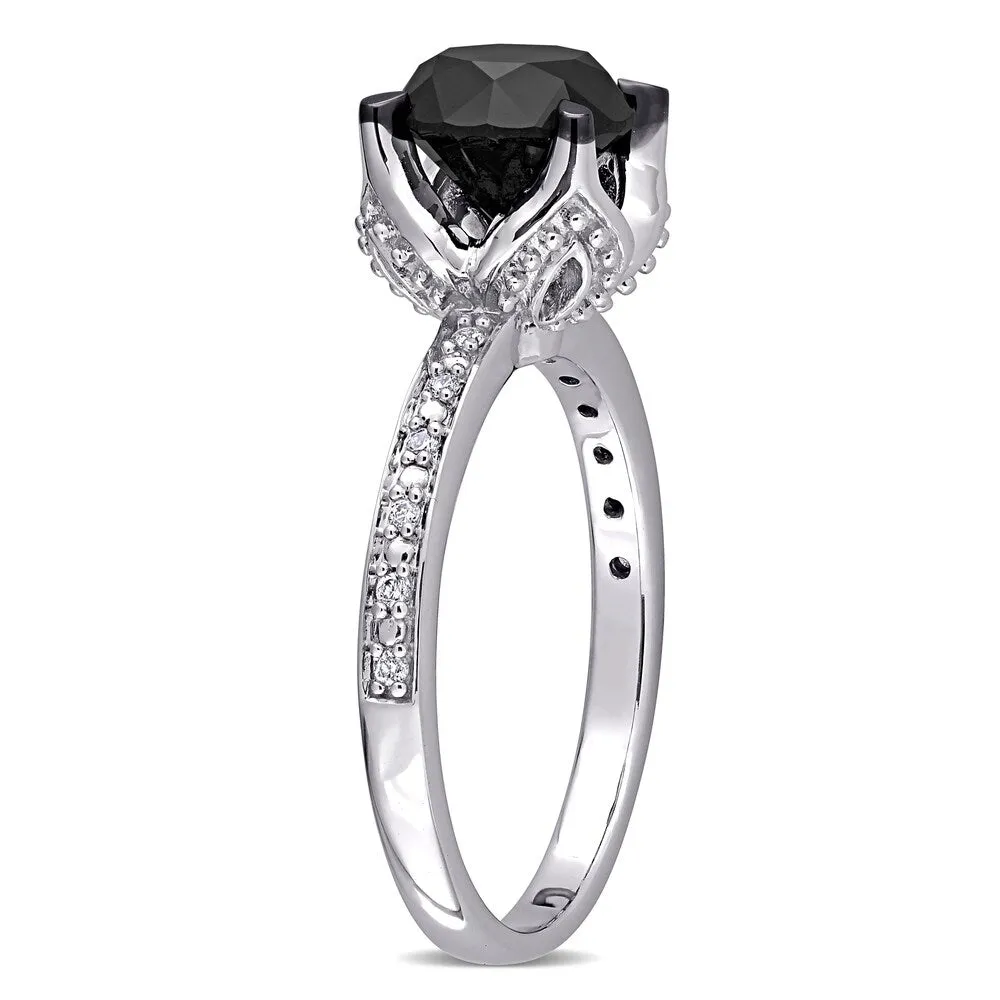 Miadora 14k White Gold 2ct TDW Black & White Diamond Solitaire Engagement Ring sold by Zulily product image thumbnail 3