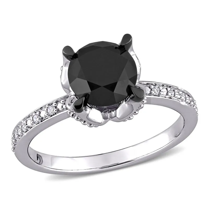 Miadora 14k White Gold 2ct TDW Black & White Diamond Solitaire Engagement Ring sold by Zulily