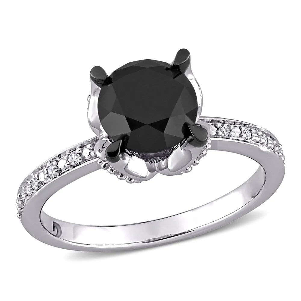 Miadora 14k White Gold 2ct TDW Black & White Diamond Solitaire Engagement Ring sold by Zulily