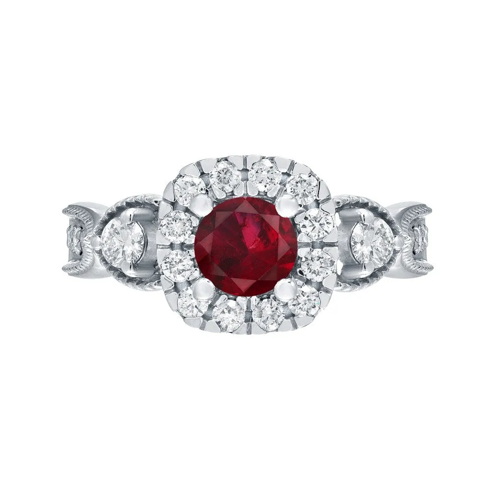 14k Gold Round 1/2ct Ruby and 1/2ct TDW Diamond Halo Engagement Ring sold by Zulily product image thumbnail 4