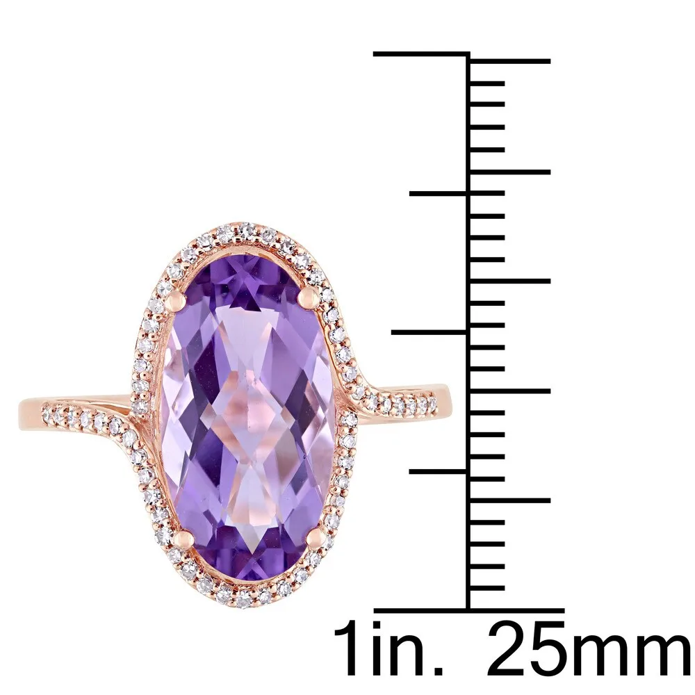 Miadora Signature Collection 14k Rose Gold Oval-Cut Amethyst and 1/5ct TDW Diamond Halo Cocktail Rin sold by Zulily product image thumbnail 4