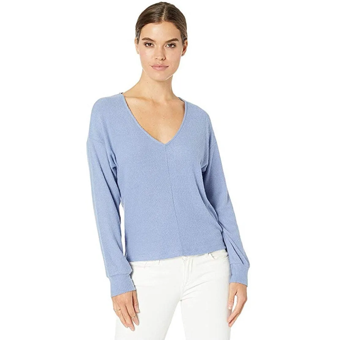 Lucky Brand Women's Long Sleeve V Neck T-Shirt Top Blue Size Large sold by Zulily