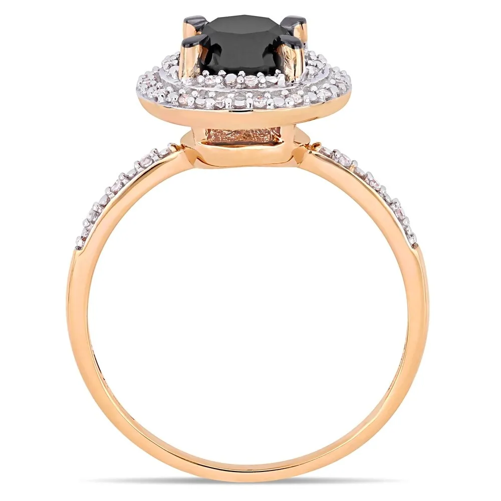 Miadora 14k Rose Gold 1 5/8ct TDW Black and White Diamond Double Halo Engagement Ring sold by Zulily product image thumbnail 3