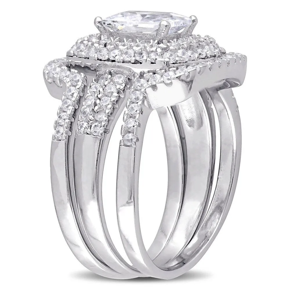 Miadora Sterling Silver Cubic Zirconia Halo Bridal Wedding Ring Set sold by Zulily product image thumbnail 2