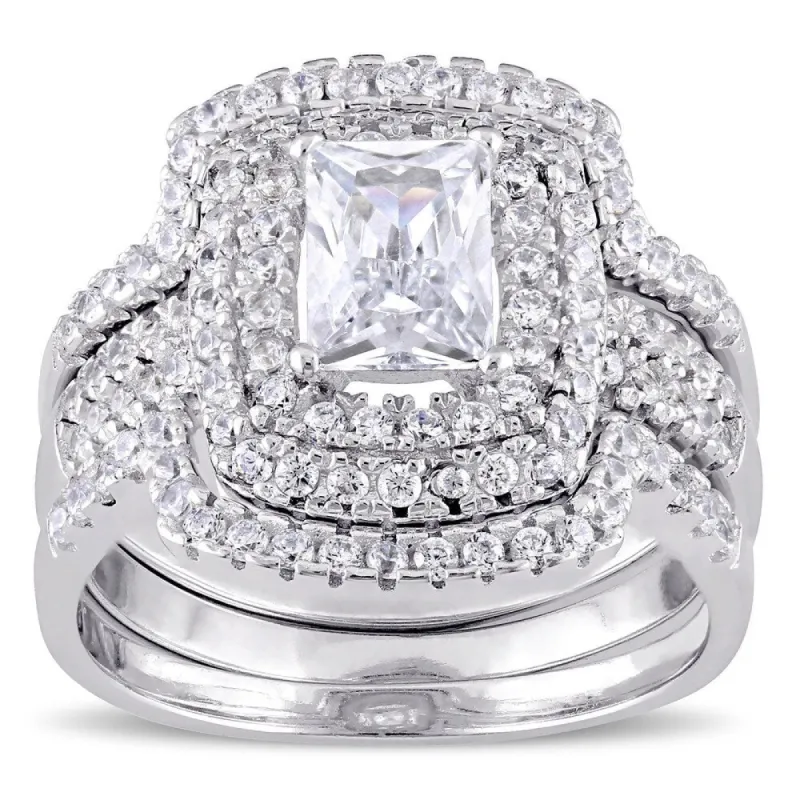 Miadora Sterling Silver Cubic Zirconia Halo Bridal Wedding Ring Set sold by Zulily