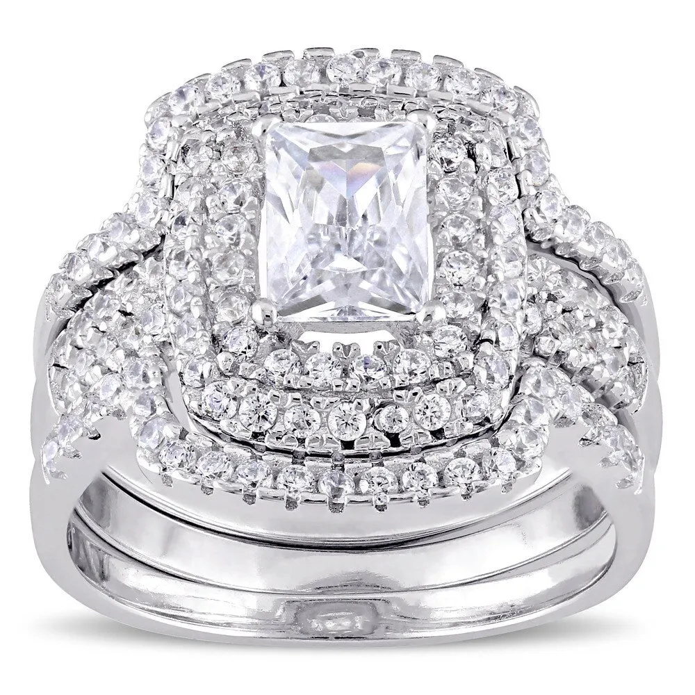 Miadora Sterling Silver Cubic Zirconia Halo Bridal Wedding Ring Set sold by Zulily