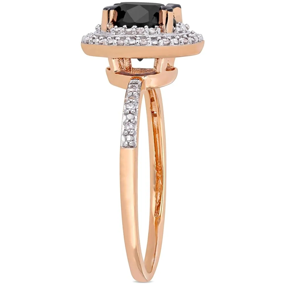 Miadora 14k Rose Gold 1 5/8ct TDW Black and White Diamond Double Halo Engagement Ring sold by Zulily product image thumbnail 2