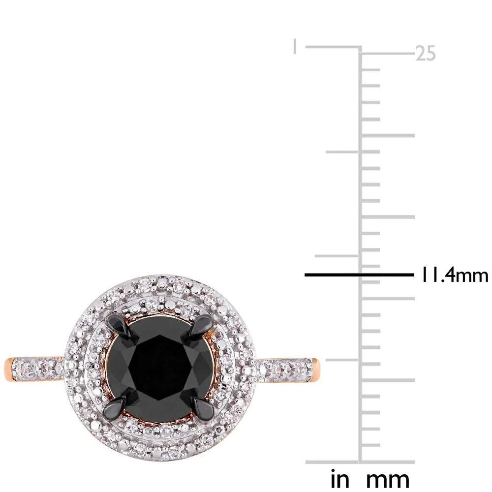 Miadora 14k Rose Gold 1 5/8ct TDW Black and White Diamond Double Halo Engagement Ring sold by Zulily product image thumbnail 4