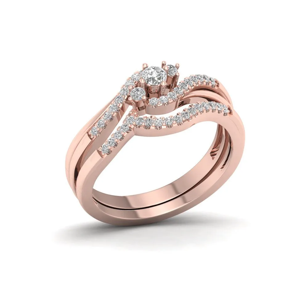 De Couer 10k Rose Gold 1/3ct TDW Diamond Bypass Bridal Set sold by Zulily product image thumbnail 2