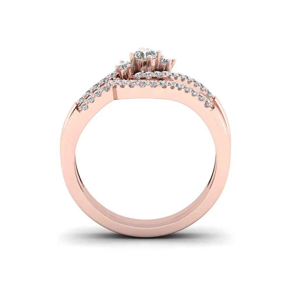 De Couer 10k Rose Gold 1/3ct TDW Diamond Bypass Bridal Set sold by Zulily product image thumbnail 3