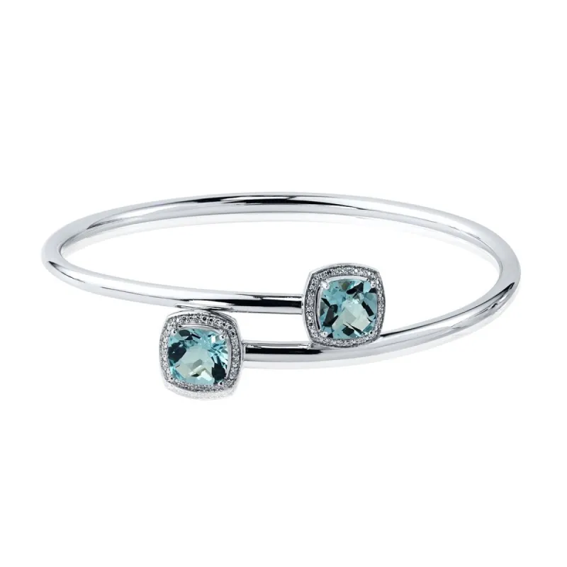 Auriya 5ct Cushion-Cut Sky-Blue Topaz Gold over Silver Bangle Bracelet with Diamond Accents sold by Zulily