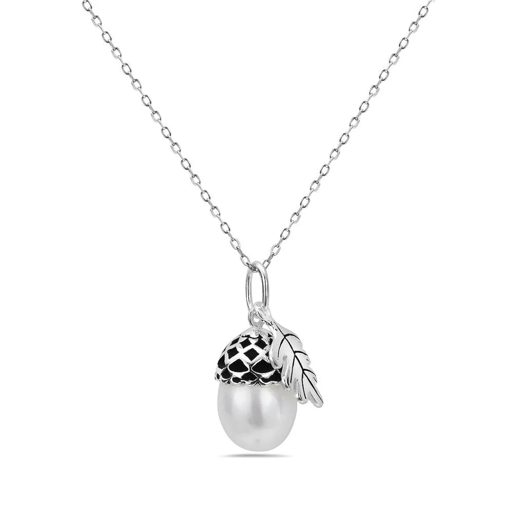 Vera & Co. Sterling Silver Acorn Charm with Freshwater Pearl Necklace sold by Zulily product image thumbnail 2