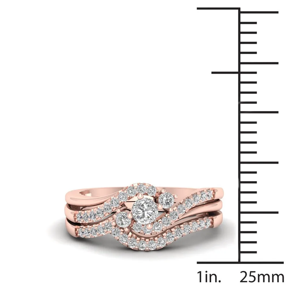 De Couer 10k Rose Gold 1/3ct TDW Diamond Bypass Bridal Set sold by Zulily product image thumbnail 4