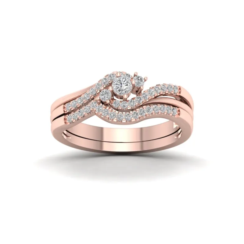 De Couer 10k Rose Gold 1/3ct TDW Diamond Bypass Bridal Set made by Zulily
