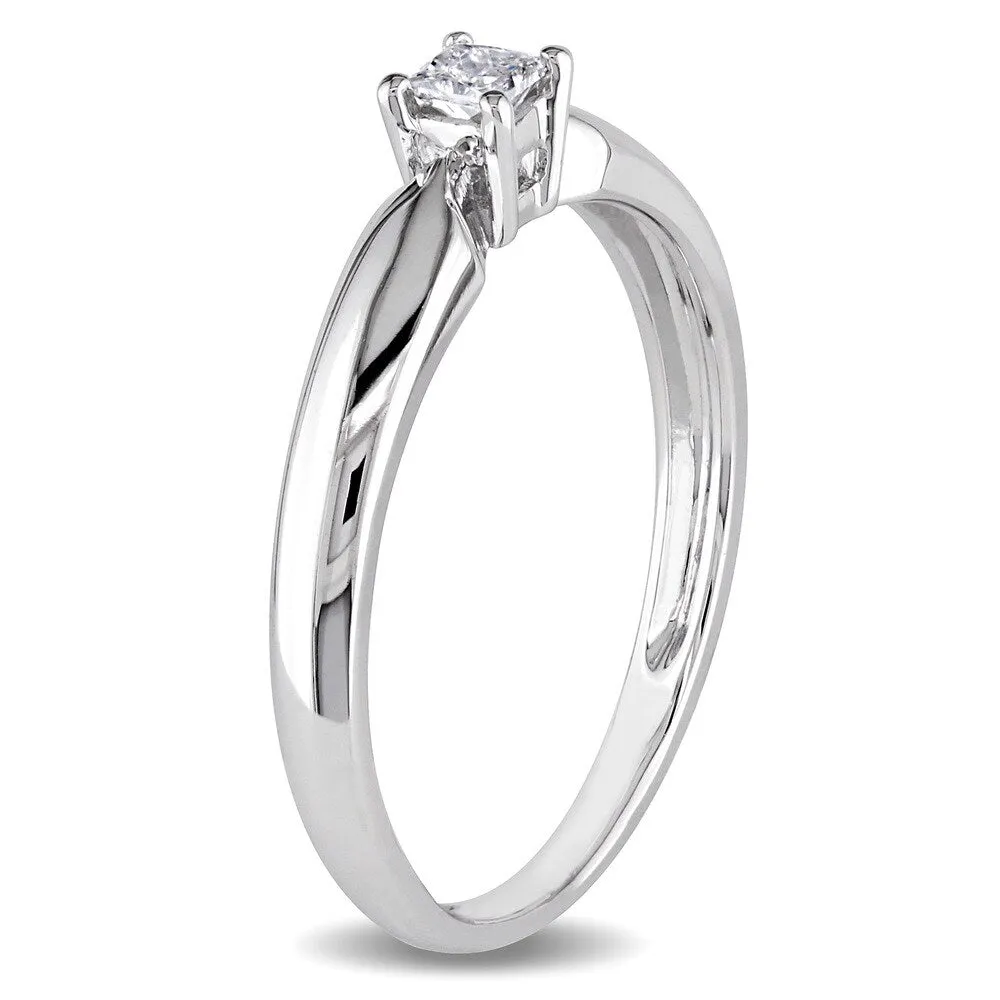 Miadora 10k White Gold 1/10ct TDW Princess-cut Diamond Solitaire Promise Ring sold by Zulily product image thumbnail 3