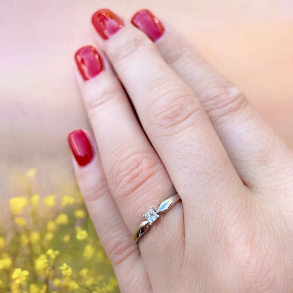 Miadora 10k White Gold 1/10ct TDW Princess-cut Diamond Solitaire Promise Ring sold by Zulily product image thumbnail 2