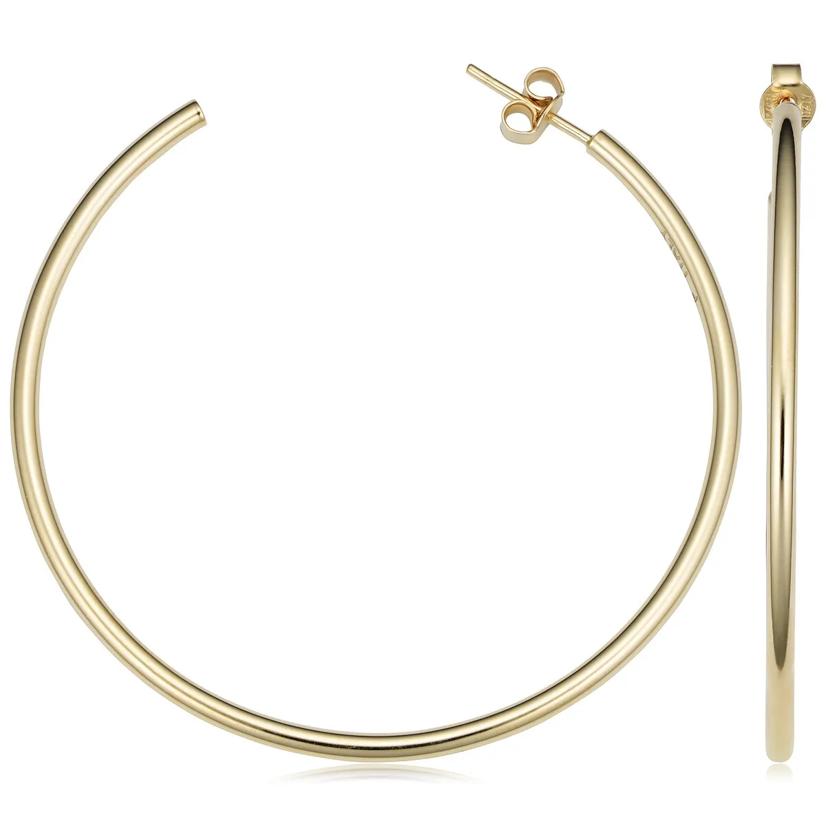 Joelle Hoop Earrings 14K Yellow Gold Bead Earrings 2 x 45 MM 1.25" Inch sold by Zulily