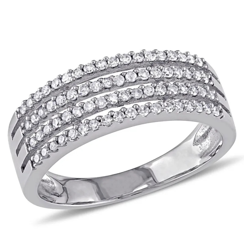Miadora 10k White Gold 3/8ct TDW Diamond 4-Row Anniversary Band sold by Zulily