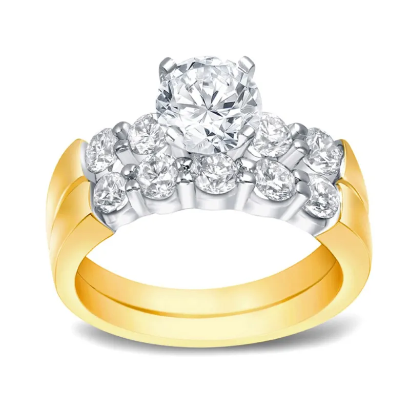 Auriya 14k Gold 2ctw 5-Stone Round Diamond Engagement Ring Set 14k Two-Tone Gold sold by Zulily