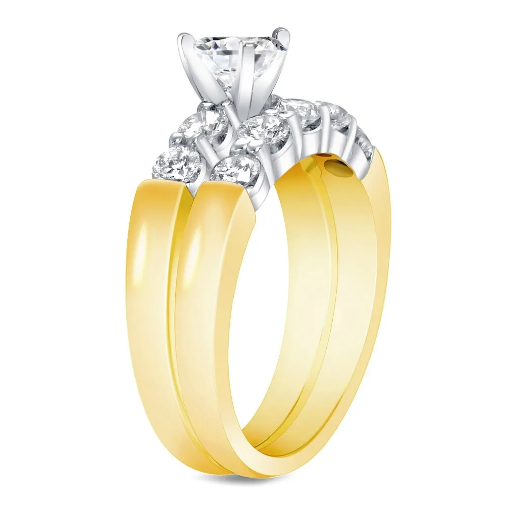 Auriya 14k Gold 2ctw 5-Stone Round Diamond Engagement Ring Set 14k Two-Tone Gold sold by Zulily product image thumbnail 2