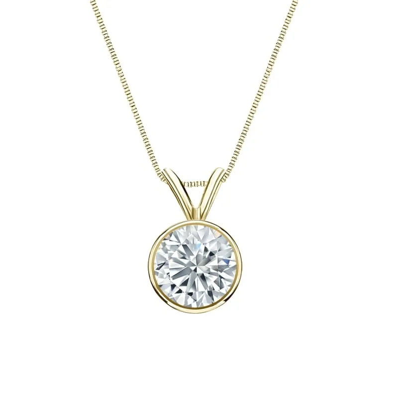 Auriya 14-karat Gold 0.90ctw Round Solitaire Lab Grown Diamond Necklace Bezel (H-I VS) - 0.90 sold by Zulily product image thumbnail 2