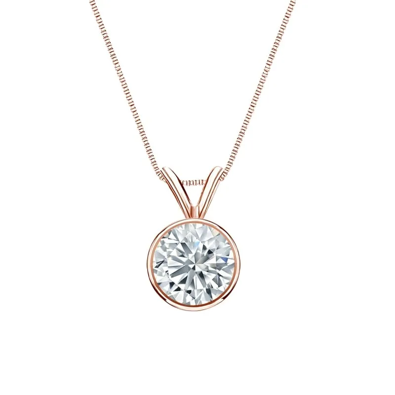 Auriya 14-karat Gold 0.90ctw Round Solitaire Lab Grown Diamond Necklace Bezel (H-I VS) - 0.90 sold by Zulily product image thumbnail 3