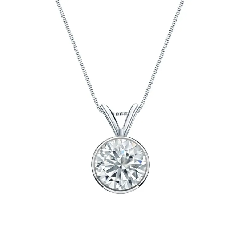 Auriya 14-karat Gold 0.90ctw Round Solitaire Lab Grown Diamond Necklace Bezel (H-I VS) - 0.90 sold by Zulily
