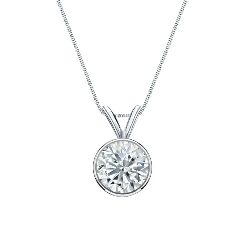 Auriya 14-karat Gold 0.90ctw Round Solitaire Lab Grown Diamond Necklace Bezel (H-I VS) - 0.90 sold by Zulily