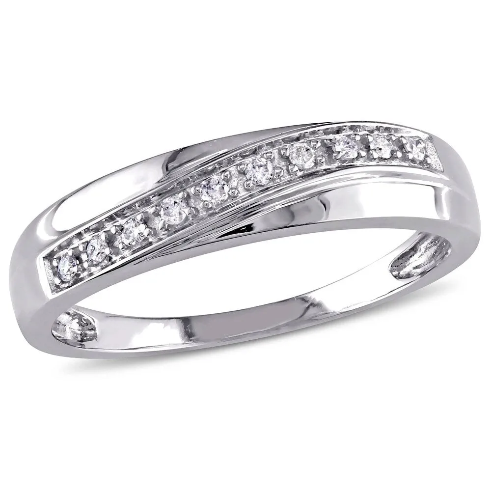 Miadora 10k White Gold 1/10ct TDW Diamond Wedding Band (Choice of Gender) sold by Zulily product image thumbnail 4