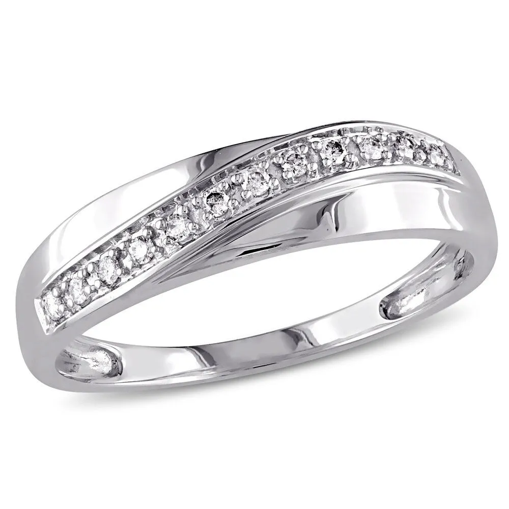 Miadora 10k White Gold 1/10ct TDW Diamond Wedding Band (Choice of Gender) sold by Zulily
