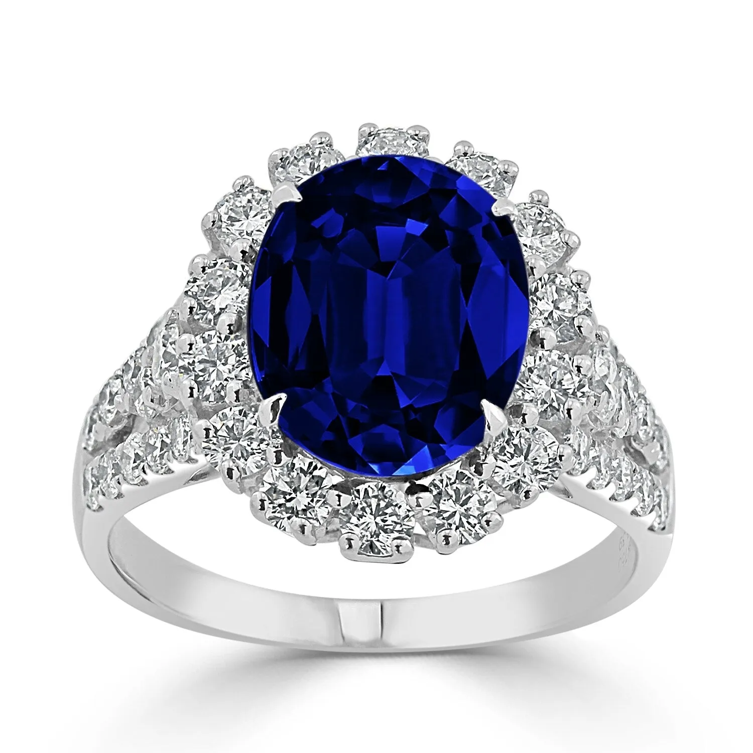 Auriya 18k Gold 5 3/8ct Oval Sapphire Halo Diamond Engagement Ring 4/5ct TDW sold by Zulily product image thumbnail 3